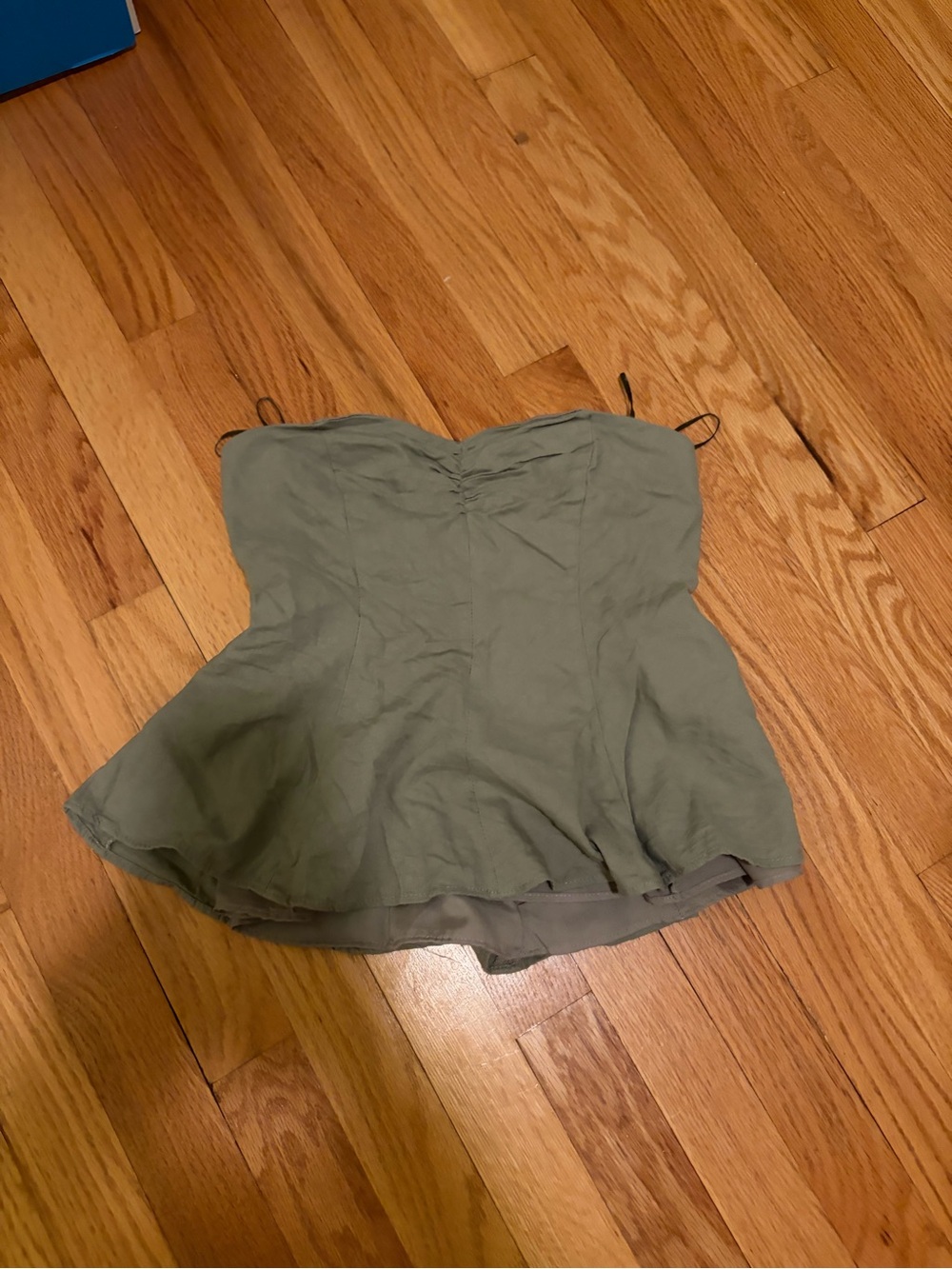 Zara Olive Green Strapless Peplum Camisole
